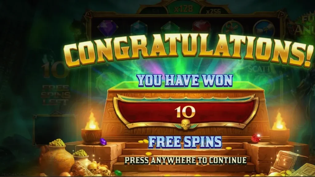 Fury of Anubis slot game interface showing dark Egyptian theme