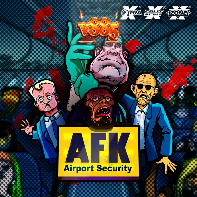 Interface do slot AFK Airport Security com símbolos temáticos e medidor de recursos visível.